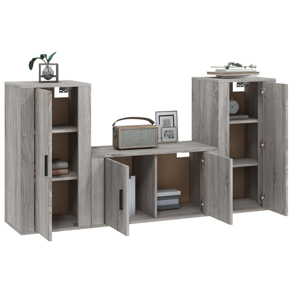 Ensemble de meubles TV 3 pièces, en bois de Sonoma gris