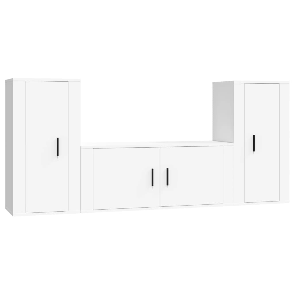 Ensemble de meubles TV 3 pièces en bois blanc