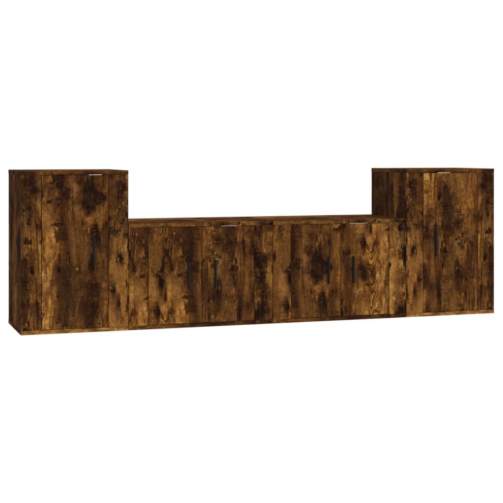 Ensemble de meubles TV 4 pièces en bois de chêne fumé