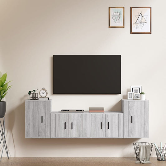 Ensemble de meubles TV 4 pièces, en bois de Sonoma gris