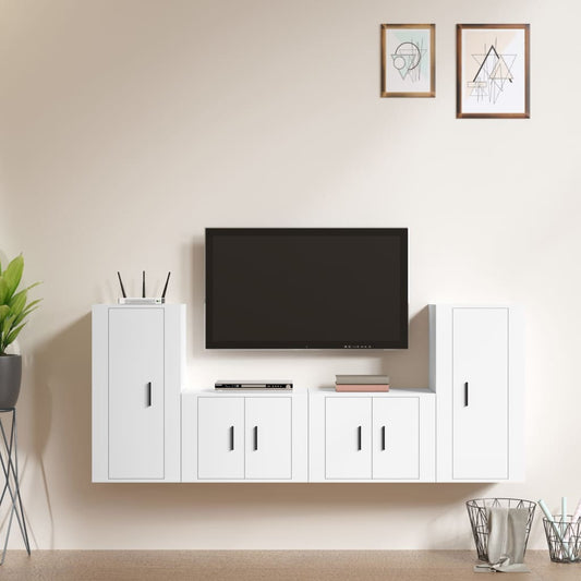Ensemble de meubles TV 4 pièces en bois blanc