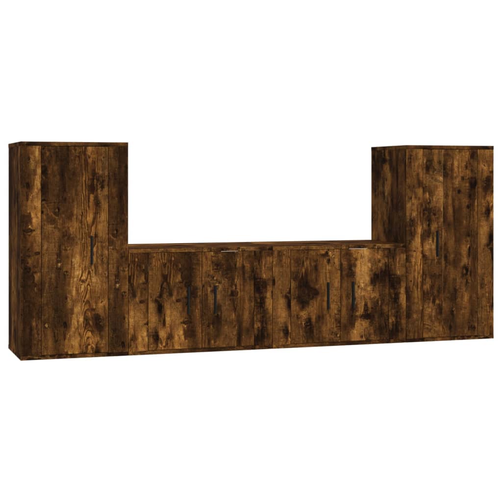 Ensemble de meubles TV 4 pièces en bois de chêne fumé