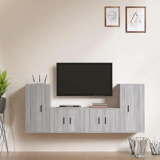Ensemble de meubles TV 4 pièces, en bois de Sonoma gris