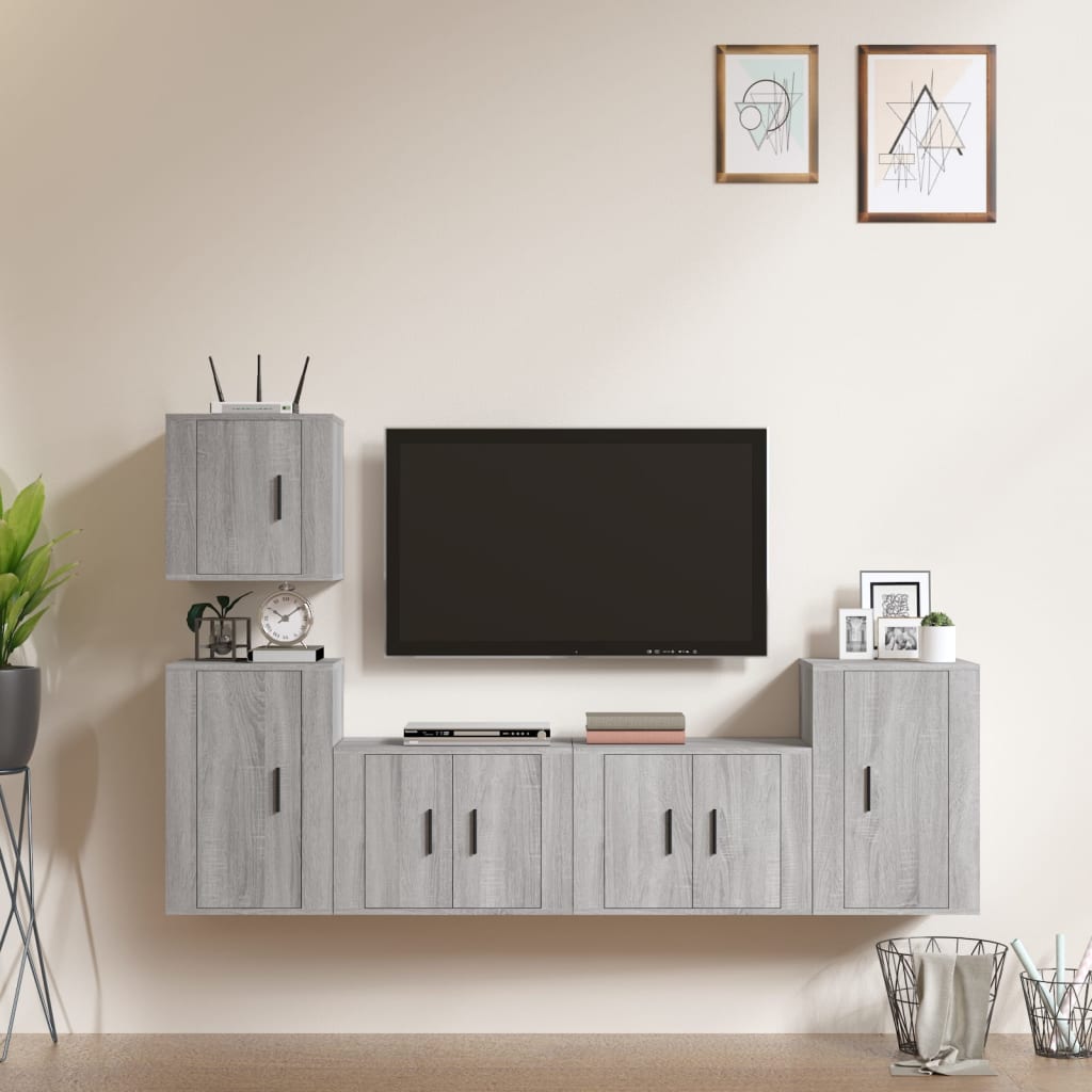 5-tlg. TV-Schrank-Set Grau Sonoma Holzwerkstoff