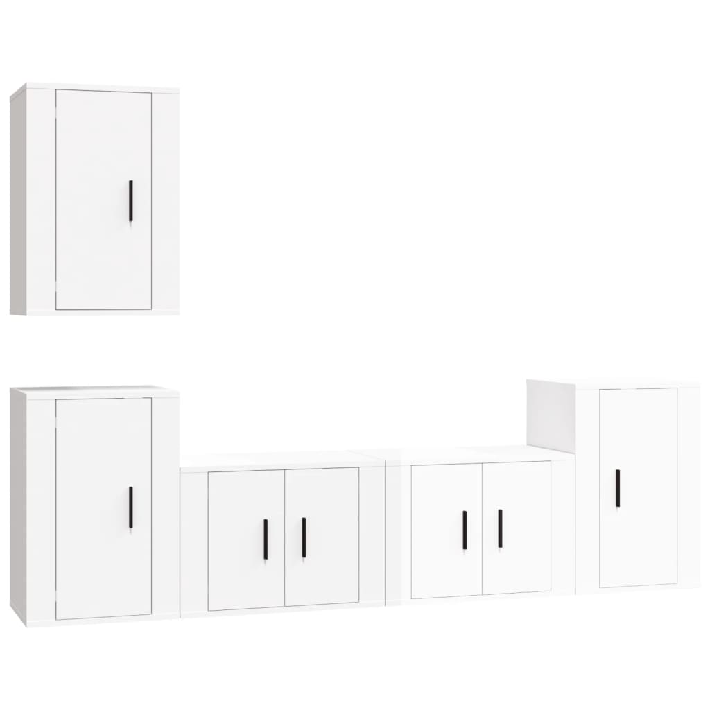 Ensemble de meubles TV 5 pièces, blanc brillant, matériau à base de bois