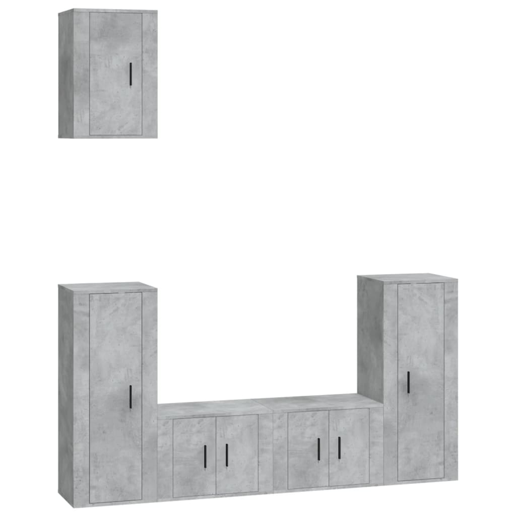 Ensemble de meubles TV 5 pièces en béton gris à base de bois