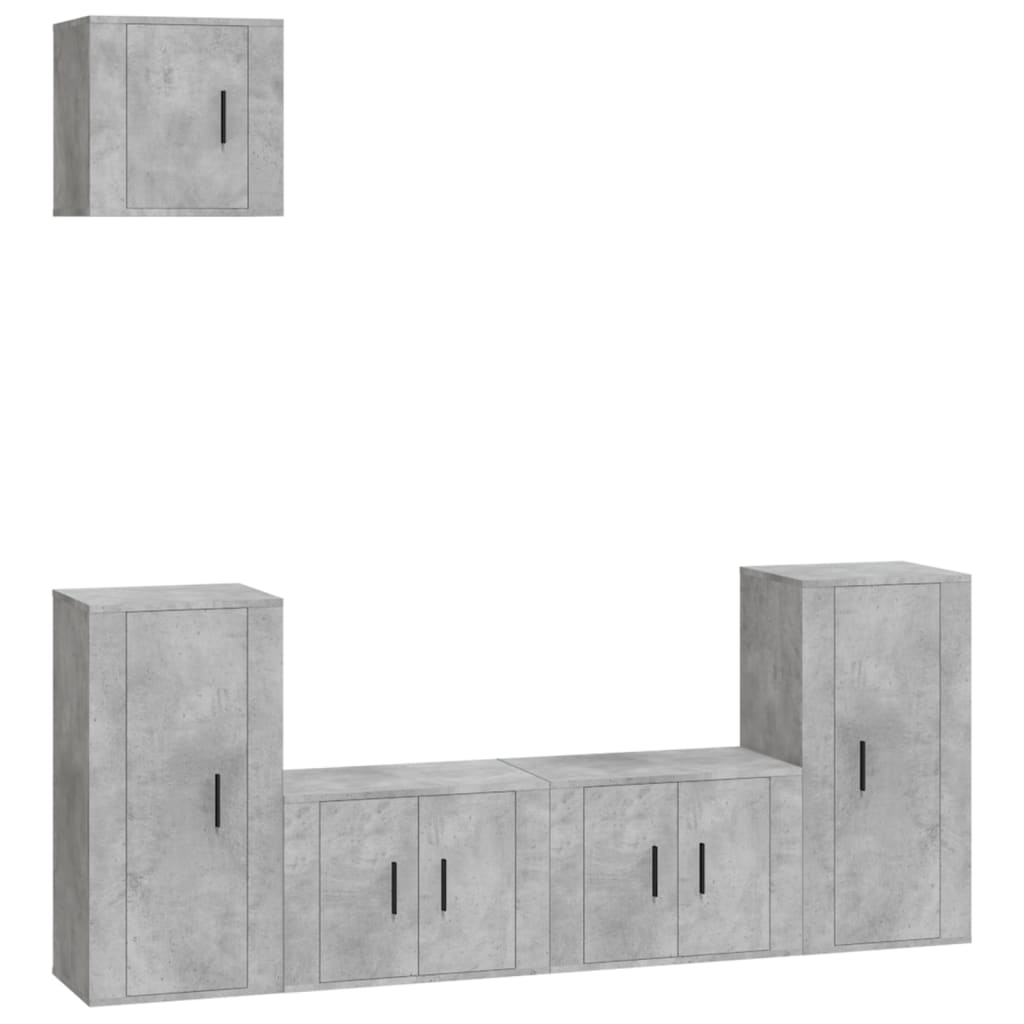 Ensemble de meubles TV 5 pièces en béton gris à base de bois