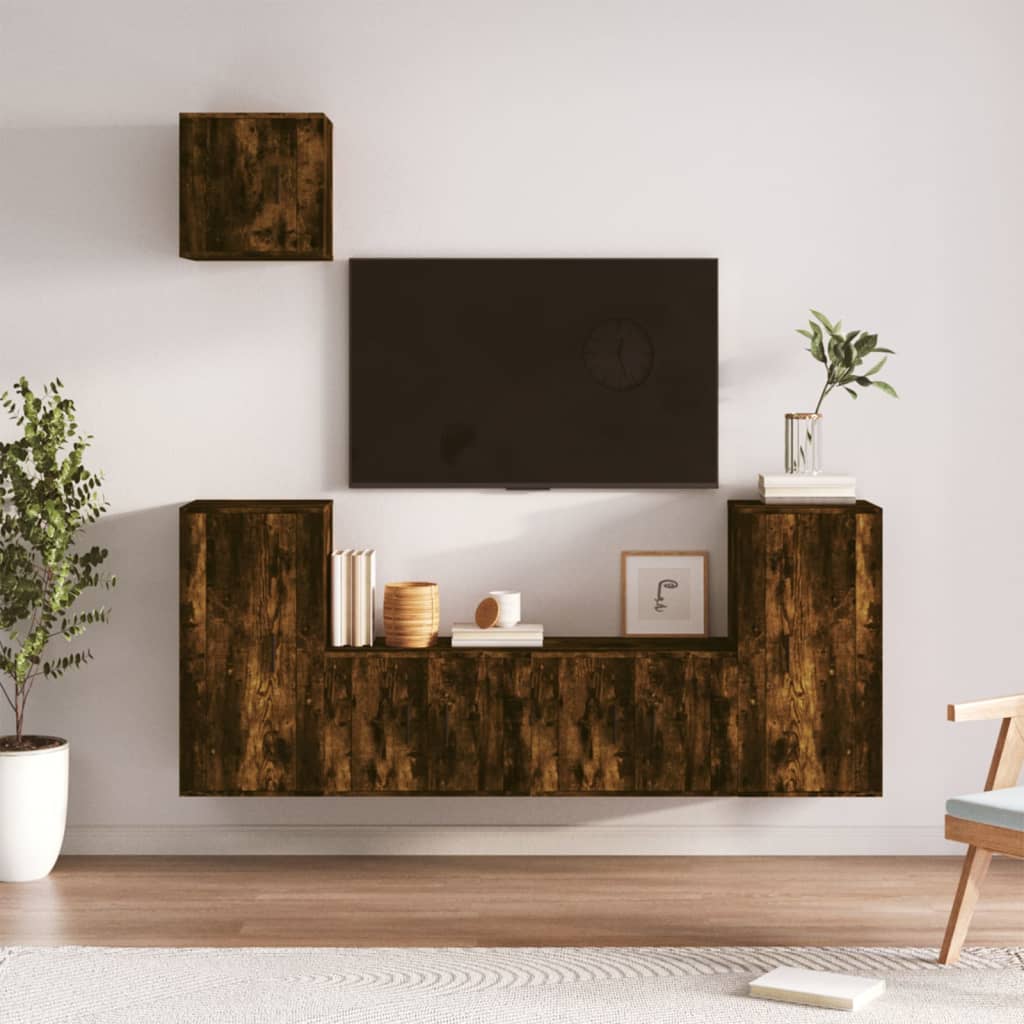 5-tlg. TV-Schrank-Set Räuchereiche Holzwerkstoff