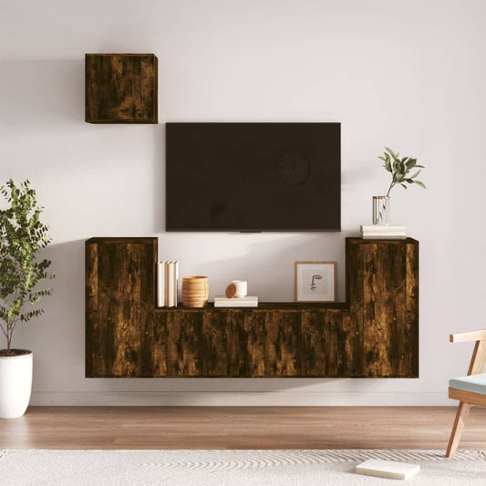 5-tlg. TV-Schrank-Set Räuchereiche Holzwerkstoff