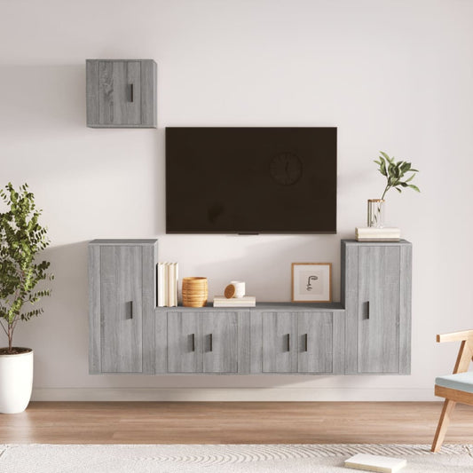5-tlg. TV-Schrank-Set Grau Sonoma Holzwerkstoff
