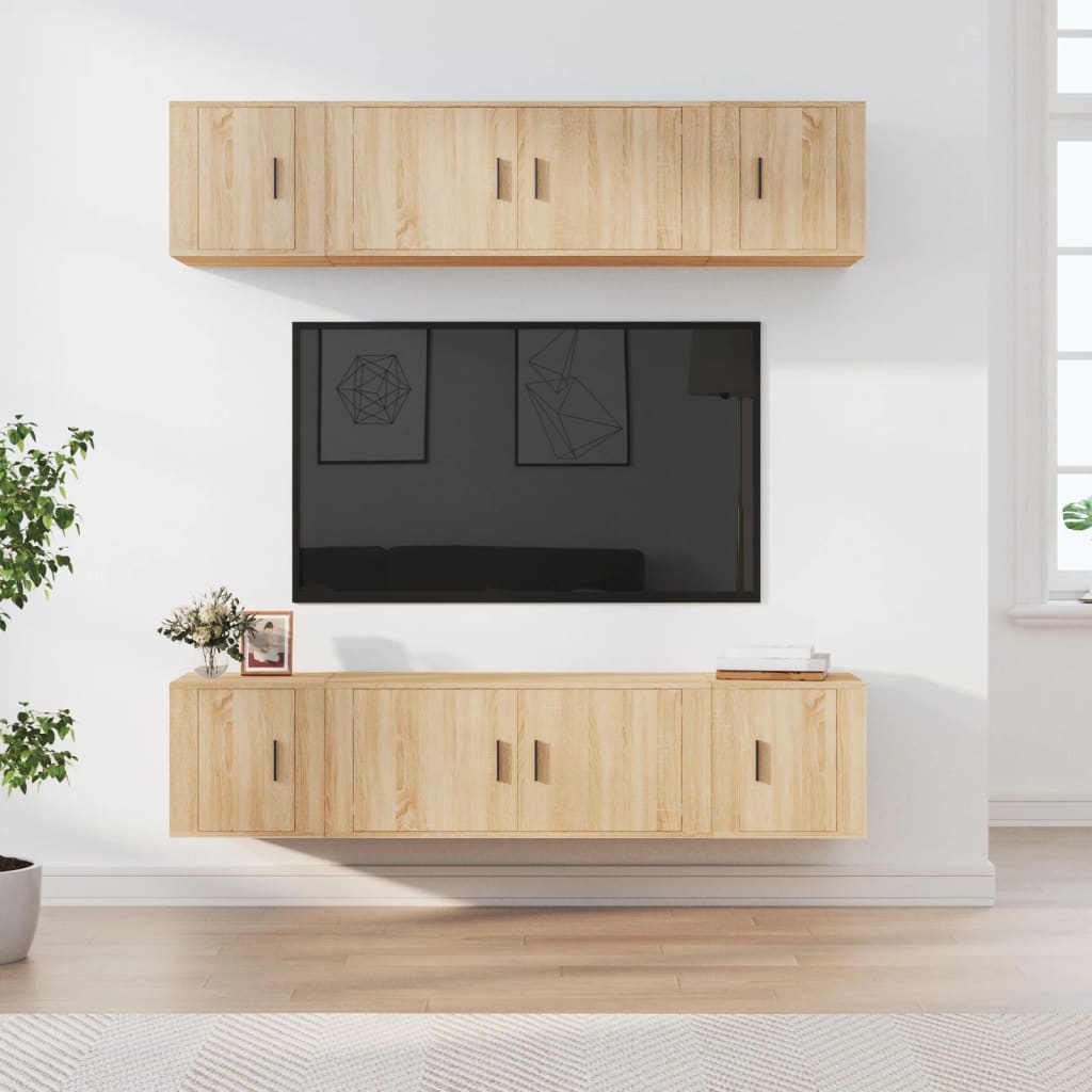 6-tlg. TV-Schrank-Set Sonoma-Eiche Holzwerkstoff