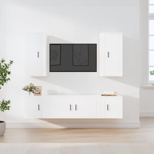 5-tlg. TV-Schrank-Set Weiß Holzwerkstoff