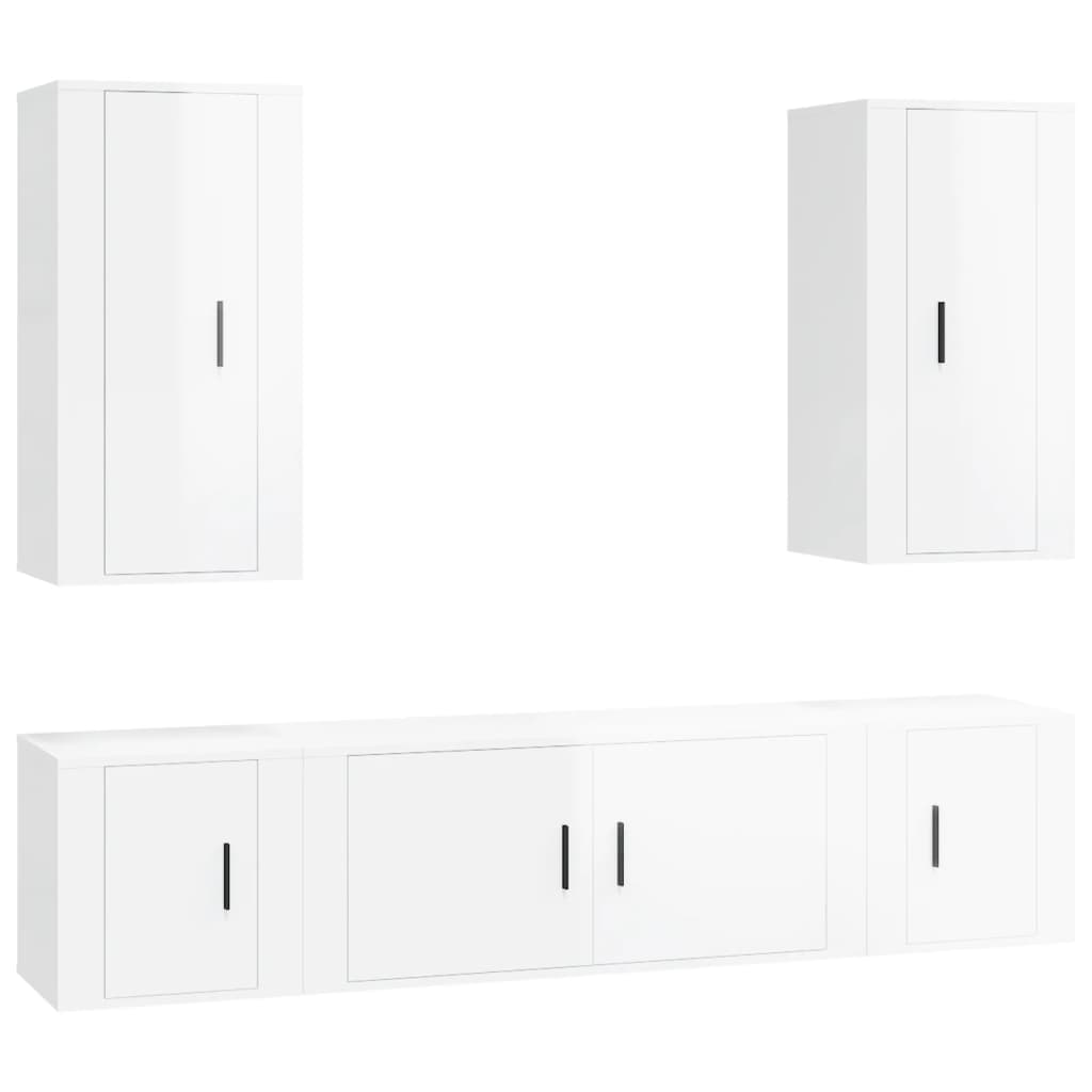 Ensemble de meubles TV 5 pièces, blanc brillant, matériau à base de bois