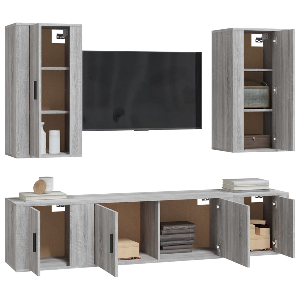 5-tlg. TV-Schrank-Set Grau Sonoma Holzwerkstoff