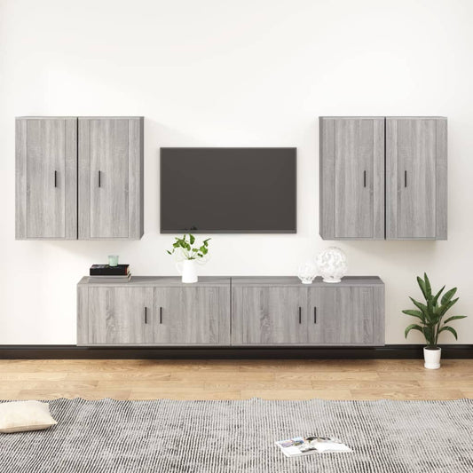 6-tlg. TV-Schrank-Set Grau Sonoma Holzwerkstoff