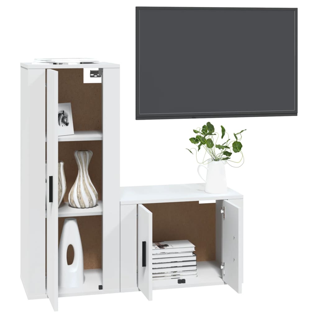 Ensemble de meubles TV 2 pièces en bois blanc