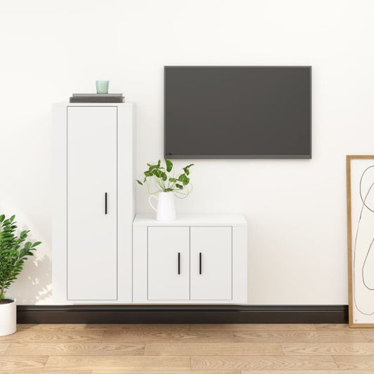 Ensemble de meubles TV 2 pièces en bois blanc