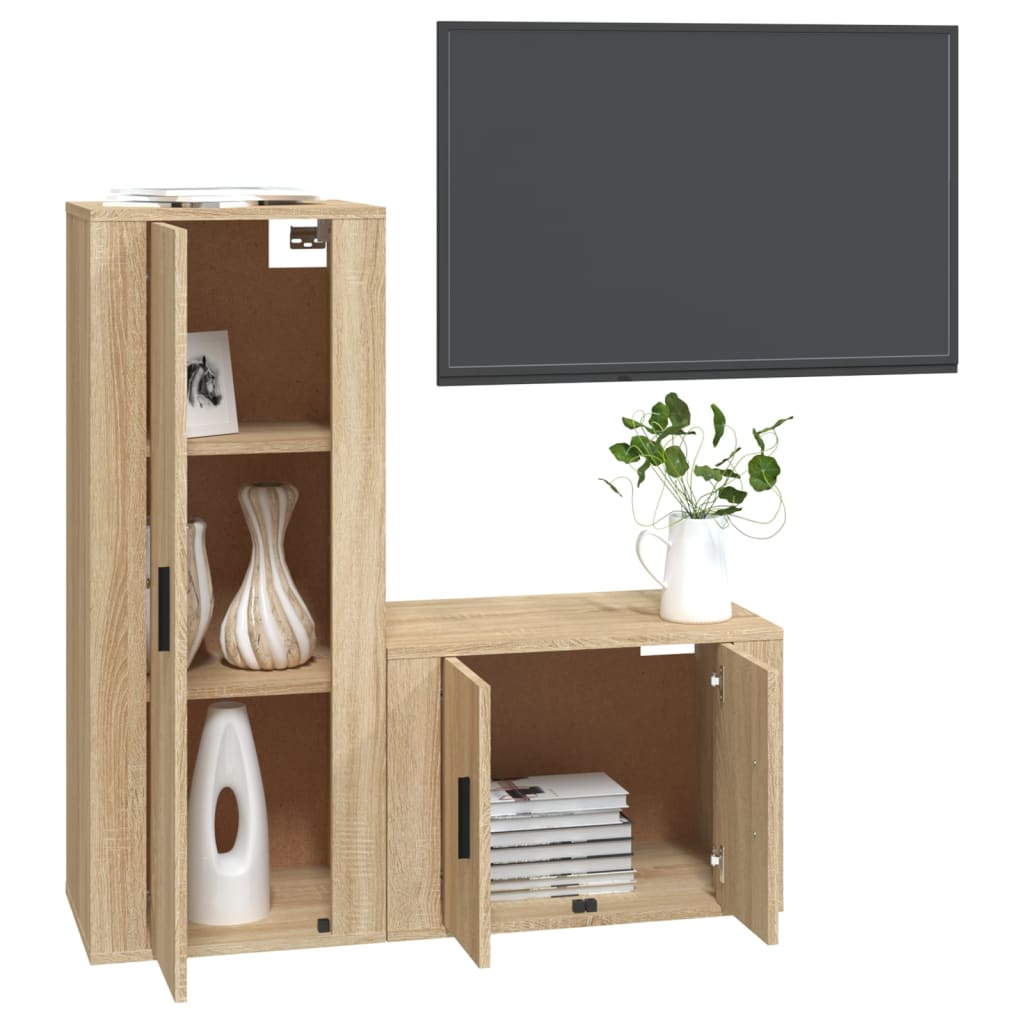 Ensemble de meubles TV 2 pièces en bois de chêne Sonoma