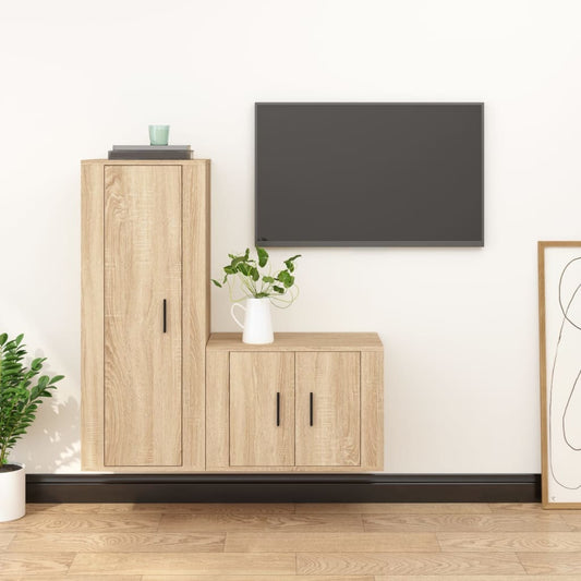 Ensemble de meubles TV 2 pièces en bois de chêne Sonoma