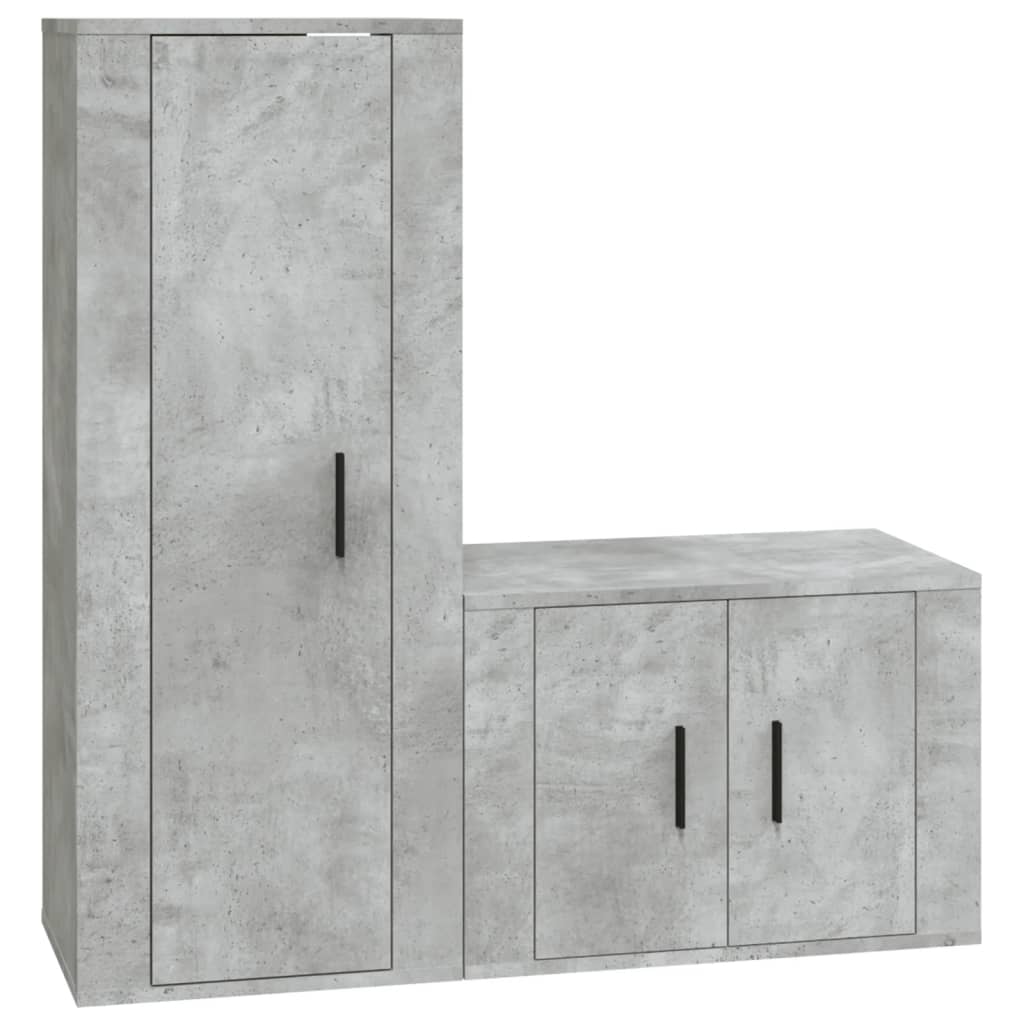 2-tlg. TV-Schrank-Set Betongrau Holzwerkstoff