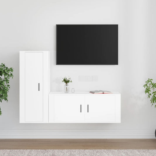 2-tlg. TV-Schrank-Set Weiß Holzwerkstoff