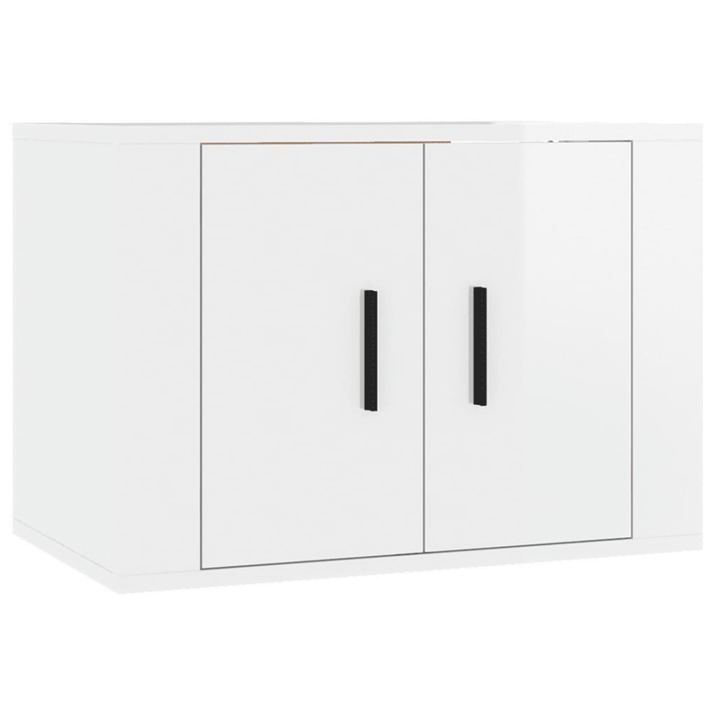 Ensemble de meubles TV 3 pièces, blanc brillant, matériau à base de bois