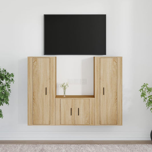 Ensemble de meubles TV 3 pièces en bois de chêne Sonoma