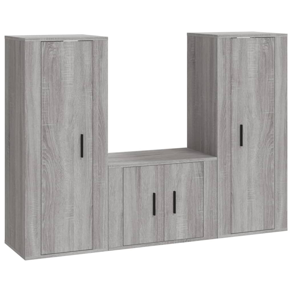 Ensemble de meubles TV 3 pièces, en bois de Sonoma gris