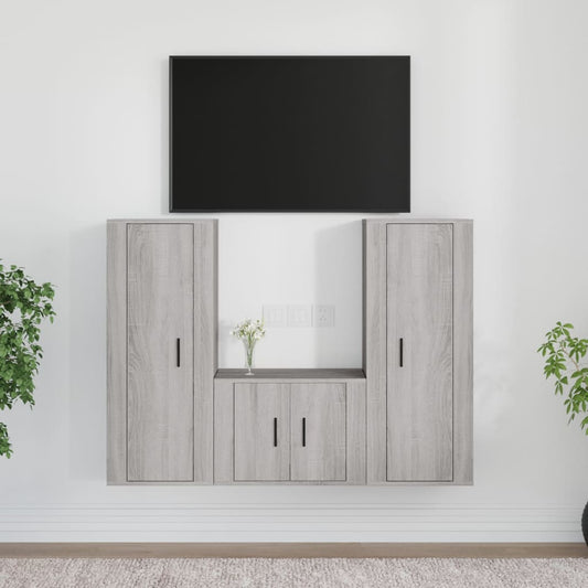 Ensemble de meubles TV 3 pièces, en bois de Sonoma gris