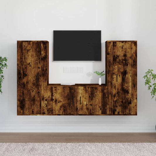 Ensemble de meubles TV 3 pièces en bois de chêne fumé