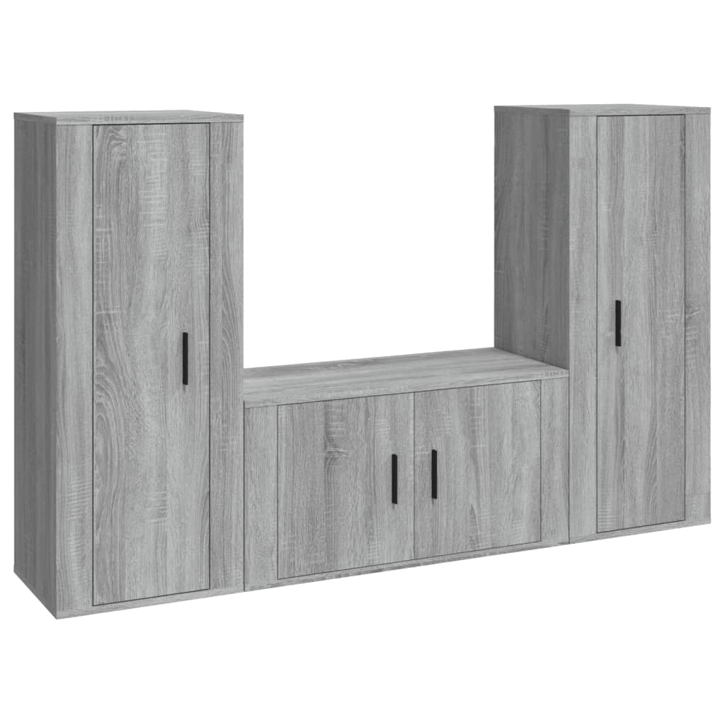 Ensemble de meubles TV 3 pièces, en bois de Sonoma gris