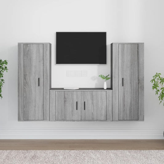 Ensemble de meubles TV 3 pièces, en bois de Sonoma gris