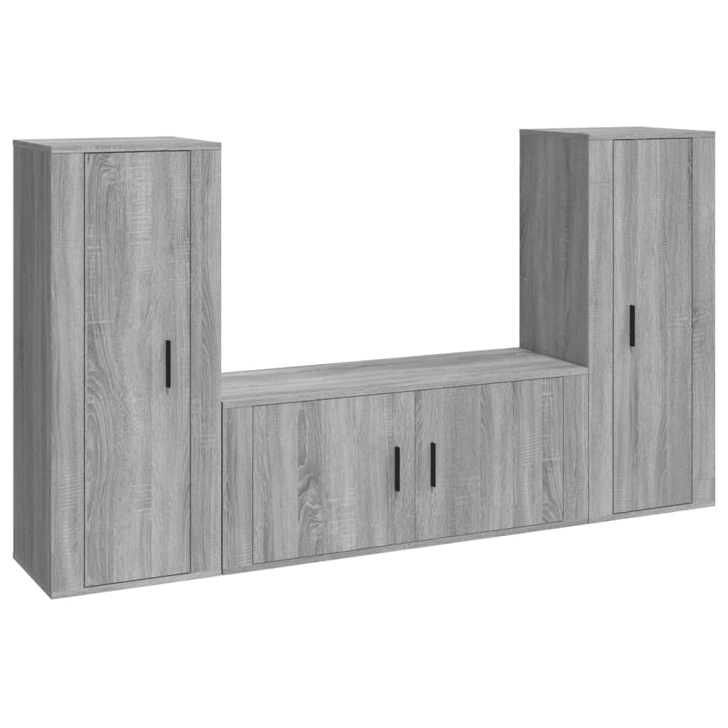 Ensemble de meubles TV 3 pièces, en bois de Sonoma gris
