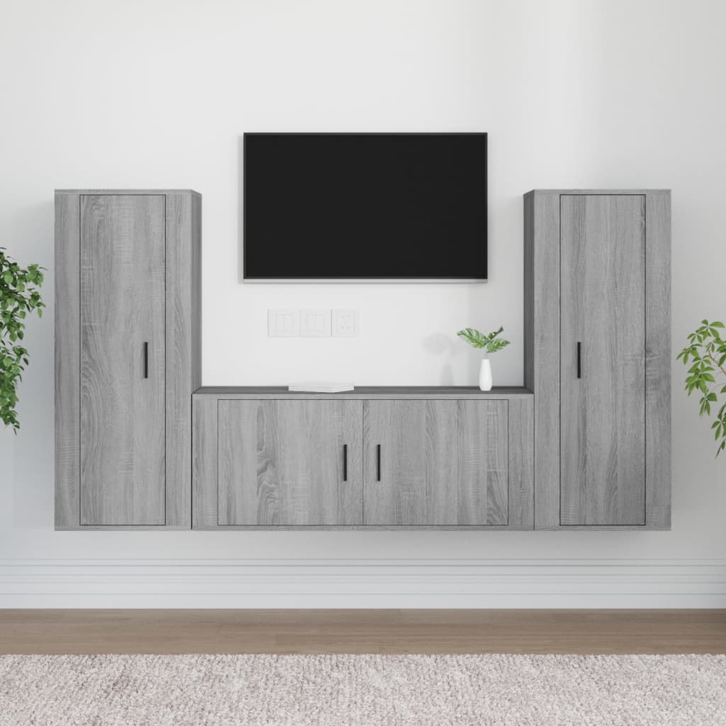 Ensemble de meubles TV 3 pièces, en bois de Sonoma gris
