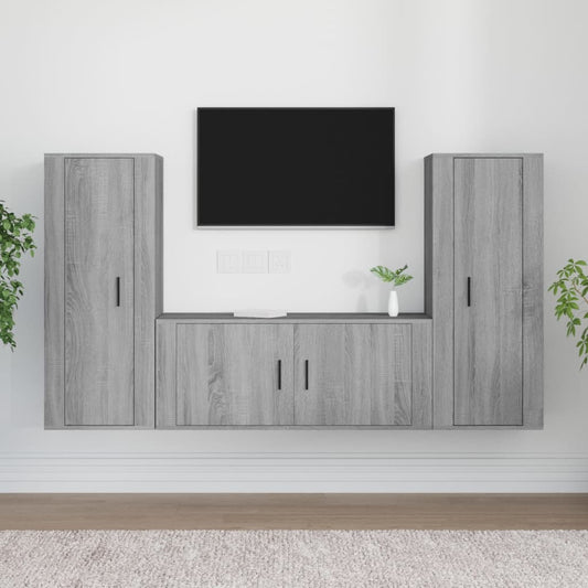 Ensemble de meubles TV 3 pièces, en bois de Sonoma gris