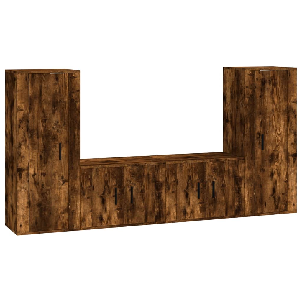 Ensemble de meubles TV 4 pièces en bois de chêne fumé