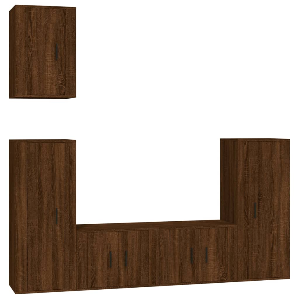 Ensemble de meubles TV 5 pièces en bois aspect chêne brun