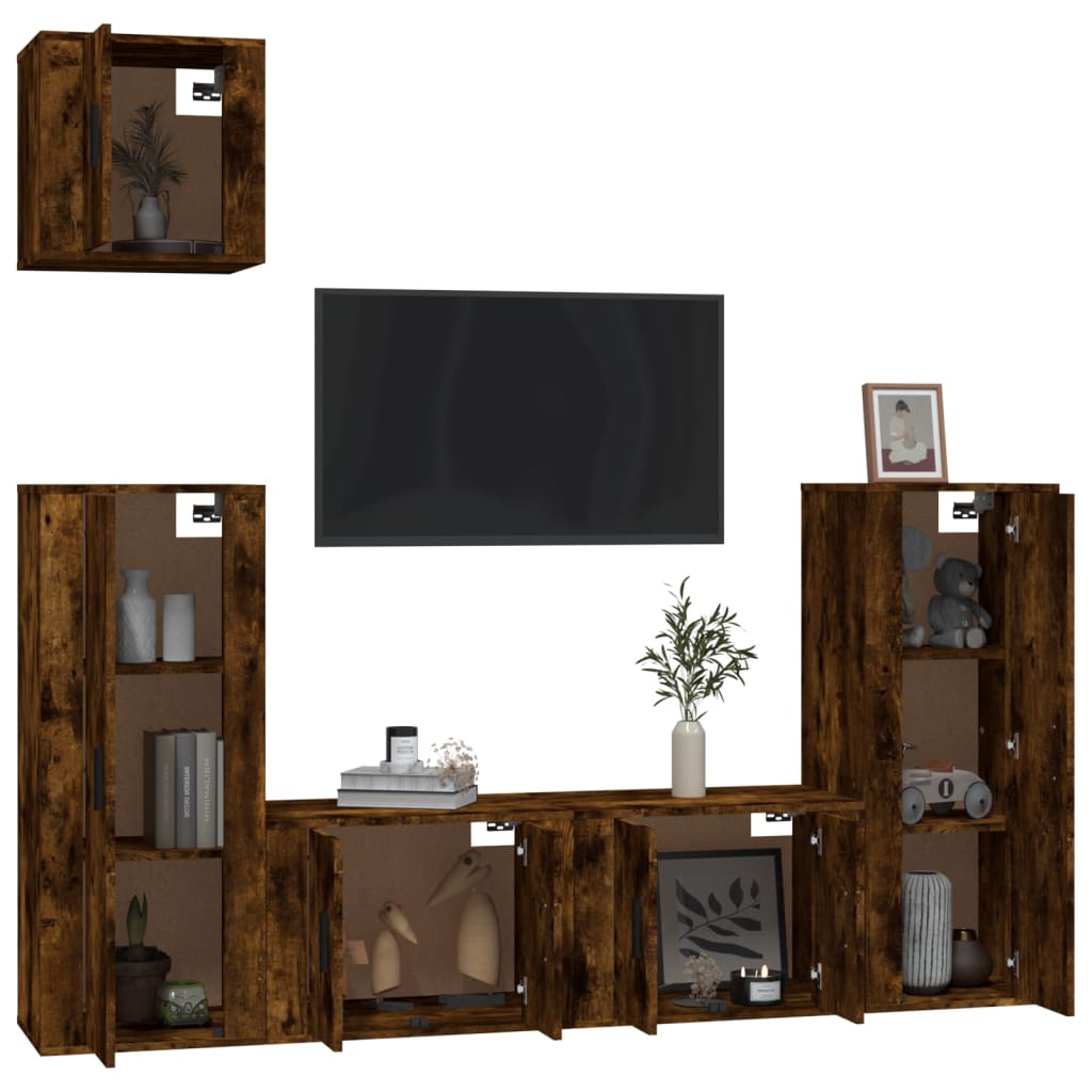 5-tlg. TV-Schrank-Set Räuchereiche Holzwerkstoff