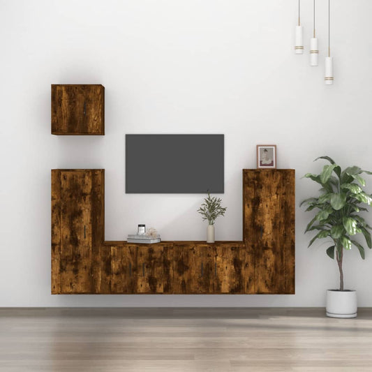 5-tlg. TV-Schrank-Set Räuchereiche Holzwerkstoff