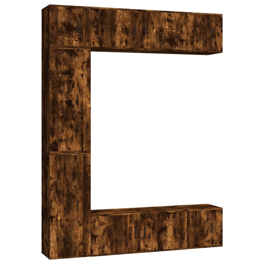 7-tlg. TV-Schrank-Set Räuchereiche Holzwerkstoff