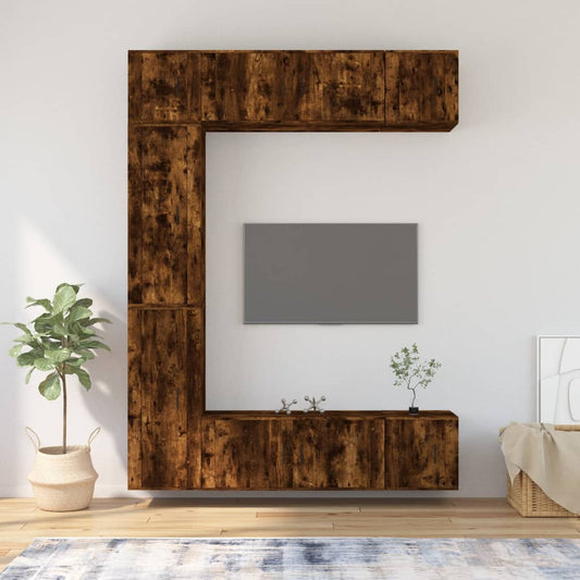 7-tlg. TV-Schrank-Set Räuchereiche Holzwerkstoff