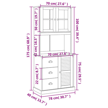 Highboard VIGO 78x40x175 cm Massivholz Kiefer