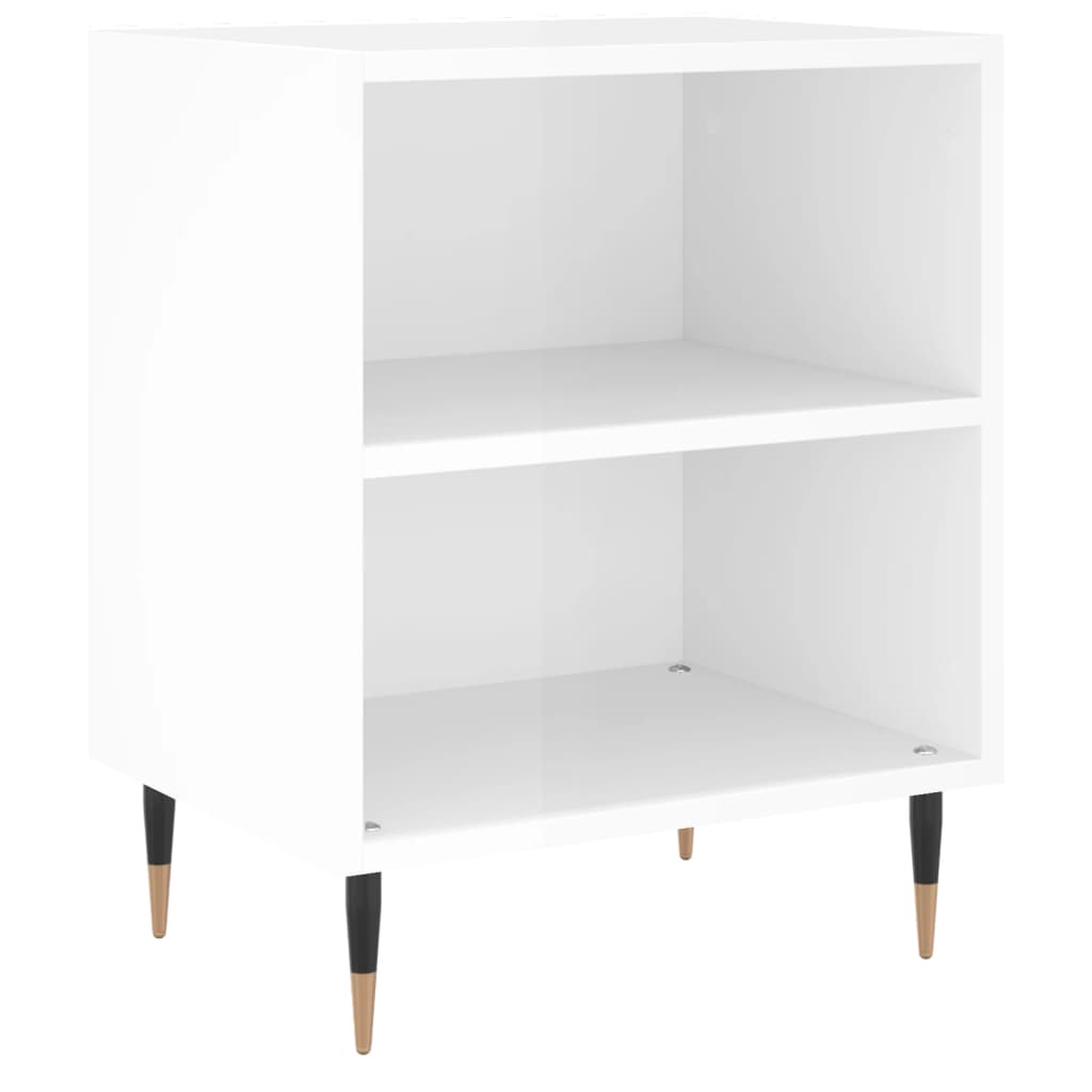 Bedside table high gloss white 40x30x50 cm wood material
