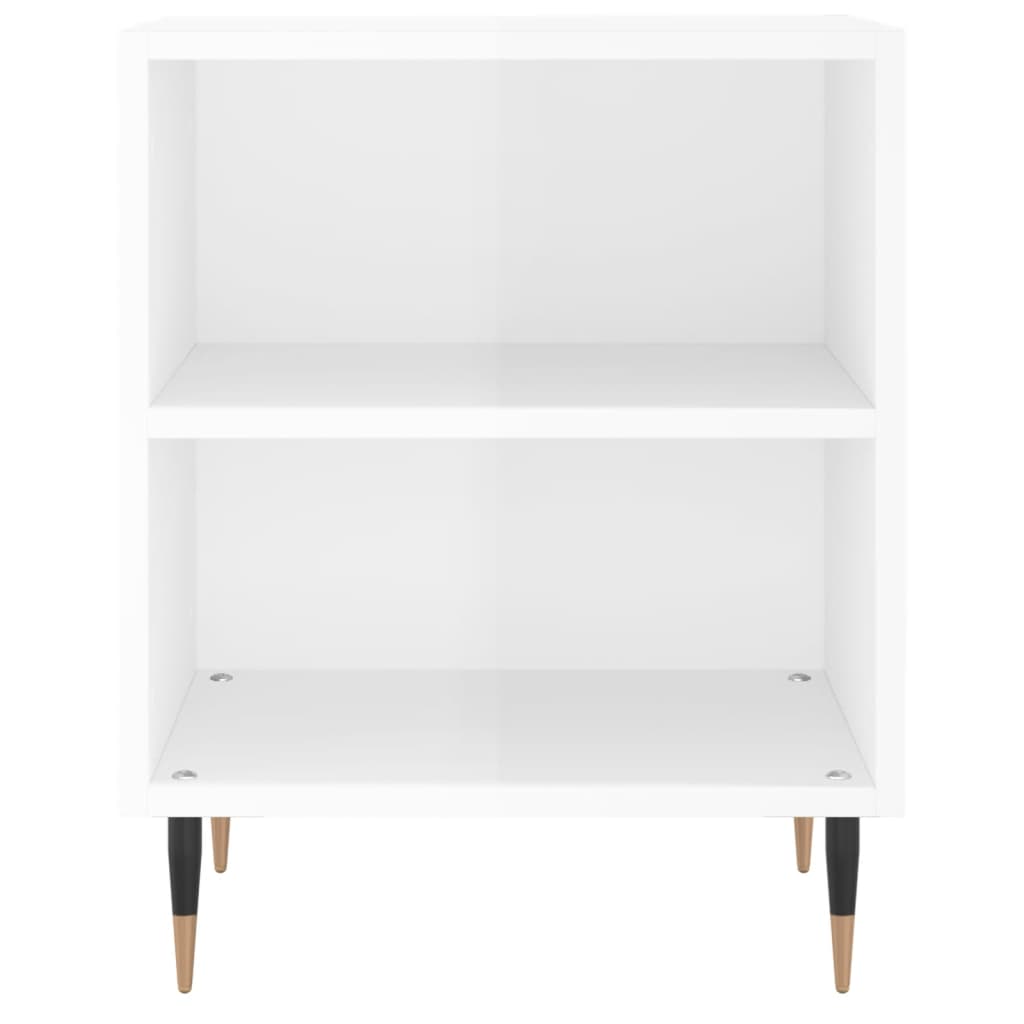 Bedside table high gloss white 40x30x50 cm wood material