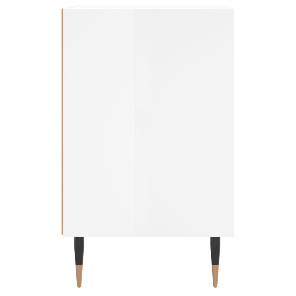 Bedside table high gloss white 40x30x50 cm wood material