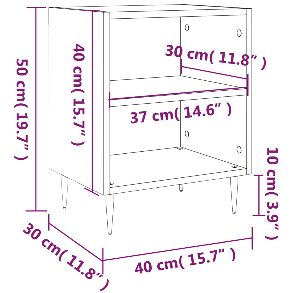 Tables de chevet 2 pcs. Chêne Sonoma 40x30x50 cm matériau bois