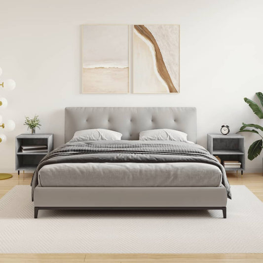Bedside tables 2 pcs. Concrete grey 40x30x50 cm wood material