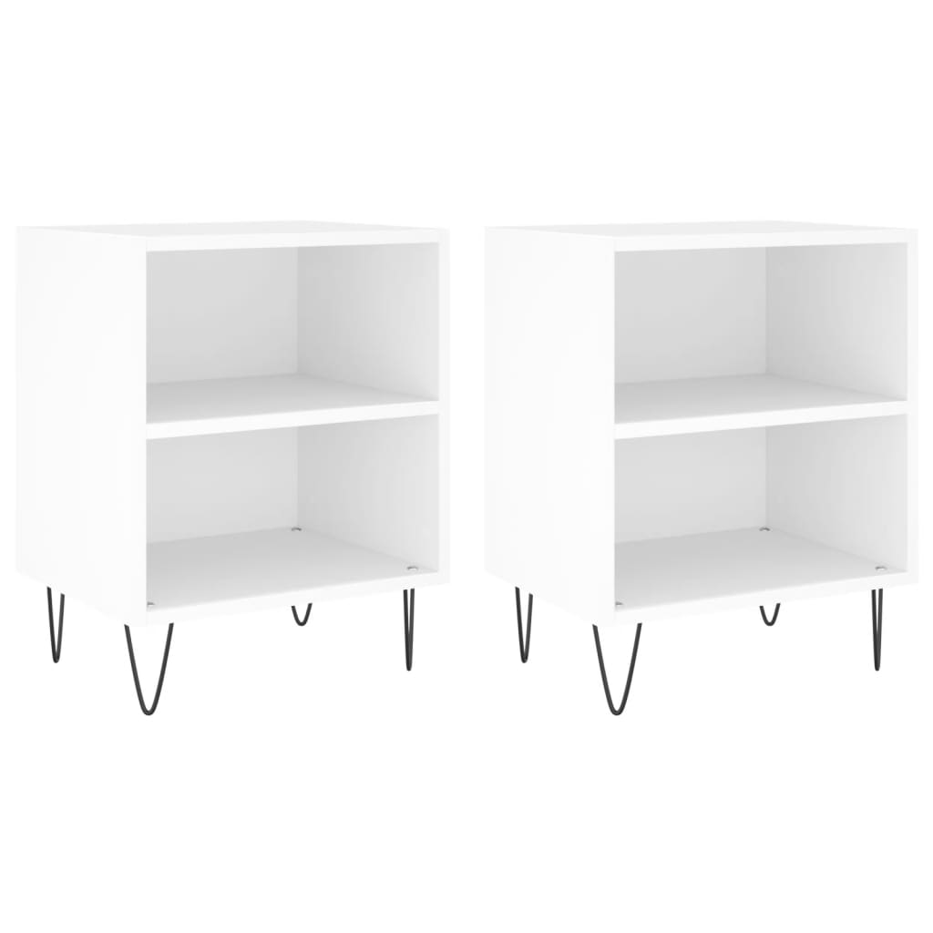 Bedside tables 2 pcs. White 40x30x50 cm wood material