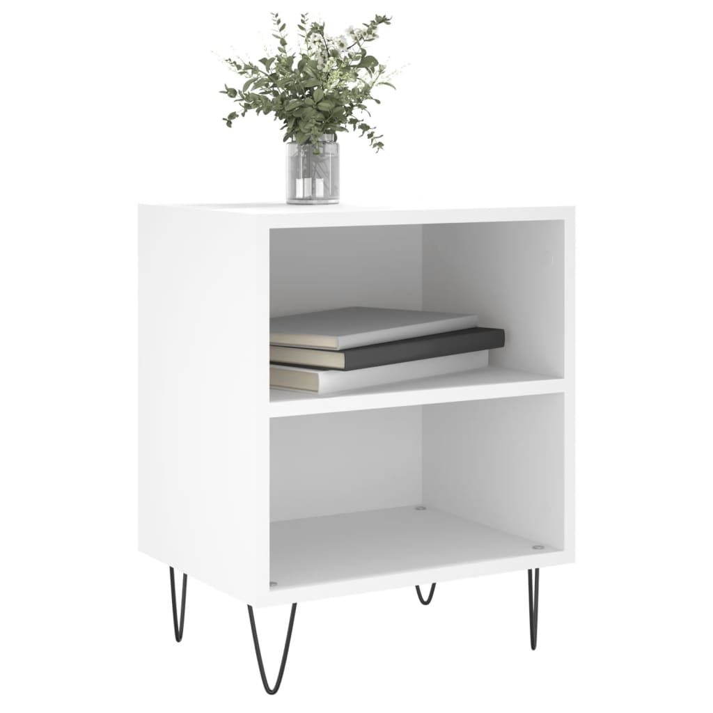 Bedside tables 2 pcs. White 40x30x50 cm wood material