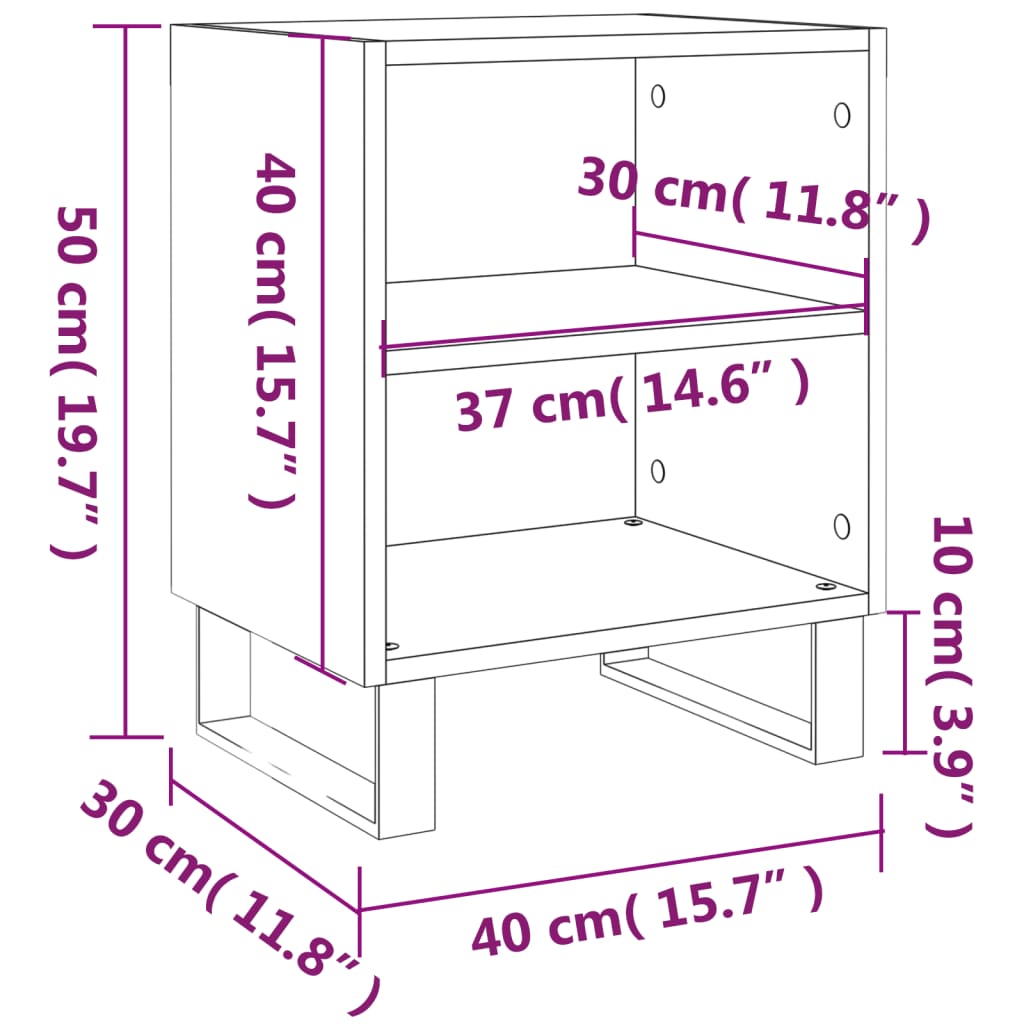 Bedside Table White 40x30x50 cm Wood Material